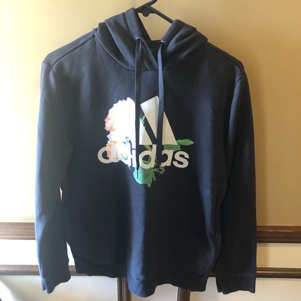 Adidas Womens Medium Black Floral Hoodie